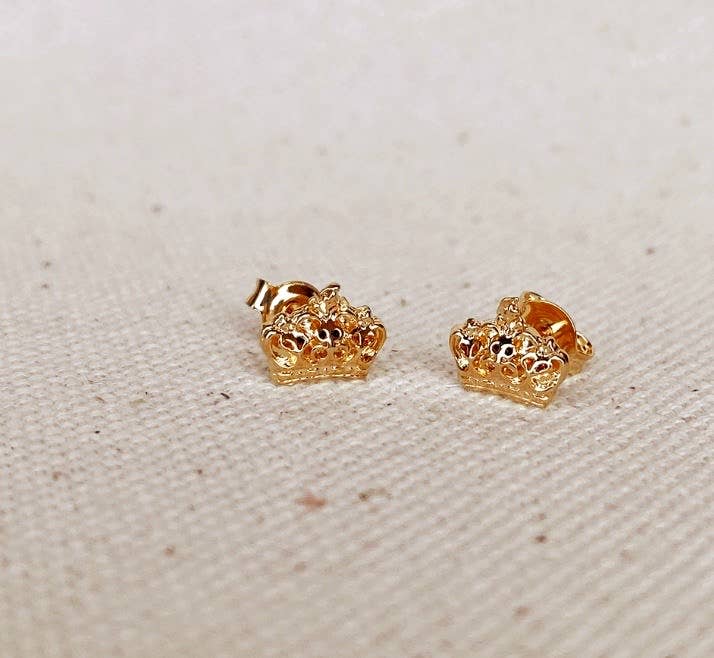 18k Gold Filled Crown Stud Earrings For Wholesale And Jewelry Supplies