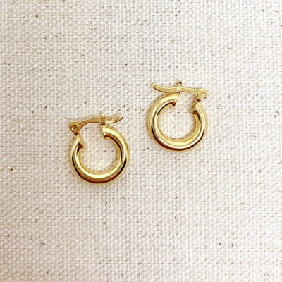 Very Light 18k Gold Filled Medium Thick Selena Hoop Earrings: 22 mm