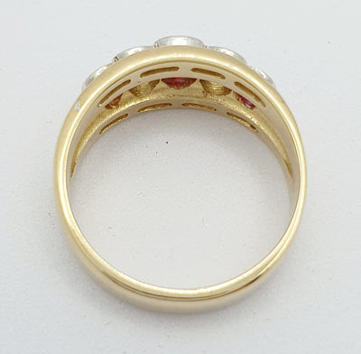 9ct Yellow & White Gold, Ruby and Diamond Dress Ring