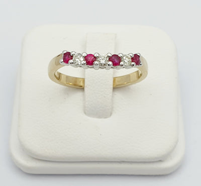 Mark McAskill Designed, 9ct Yellow & White Gold, Ruby & Diamond, Curved Eternity Ring