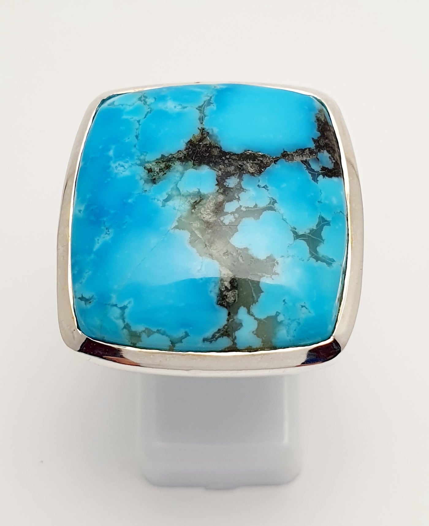 Handmade Silver natural large square Turquoise Ring