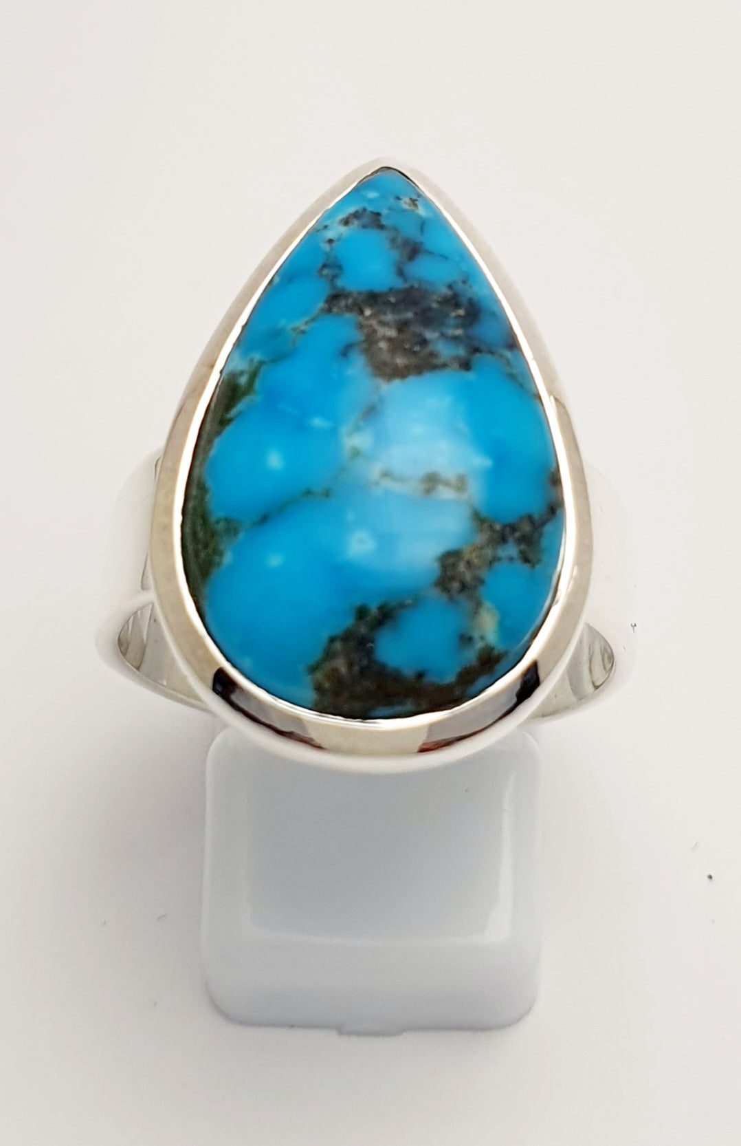 S/S large pear shaped Arozona Turquoise Ring