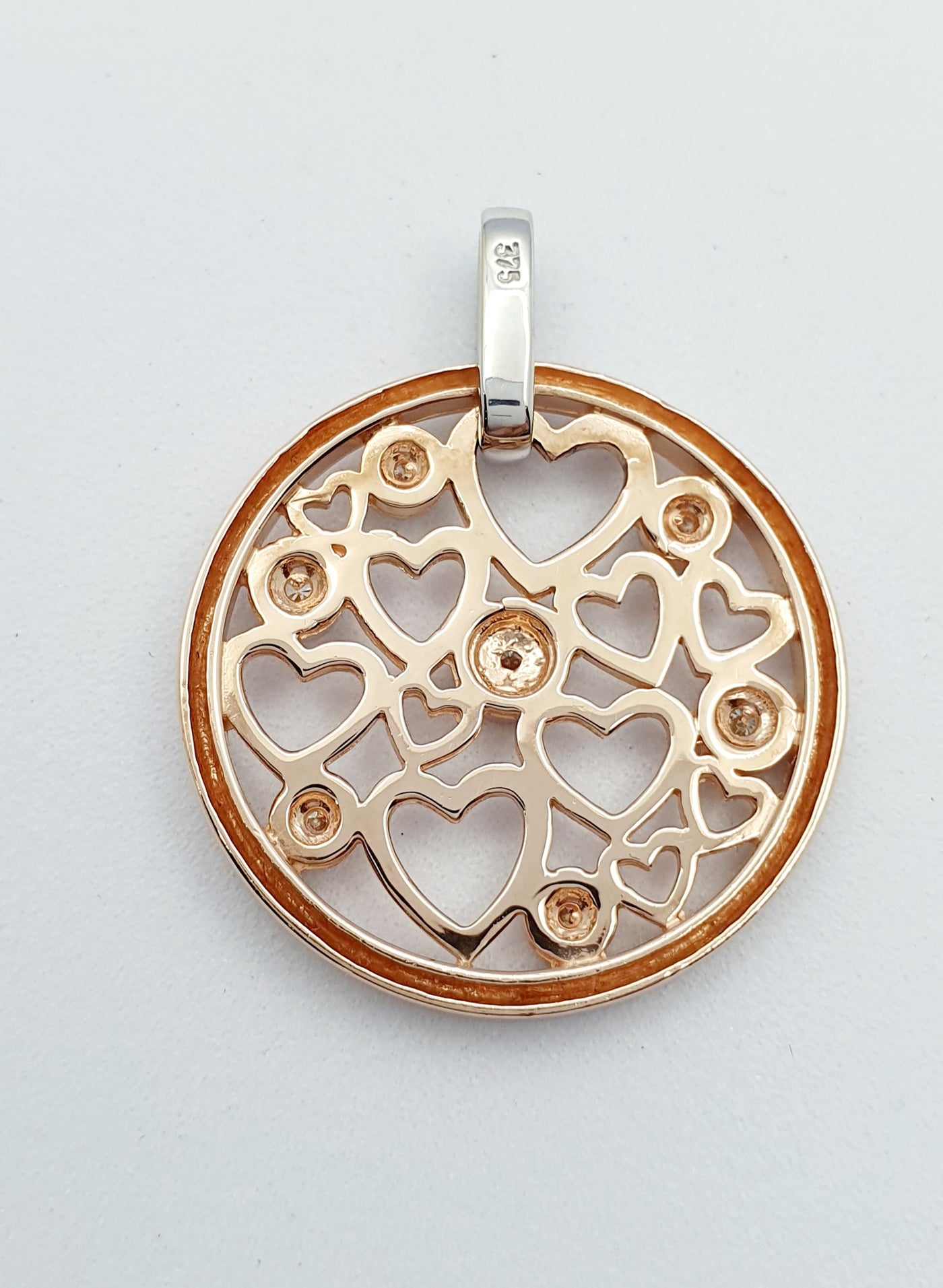Mark McAskill Designed, 9ct Rose and White Gold, Multi Heart and Diamond Pendant