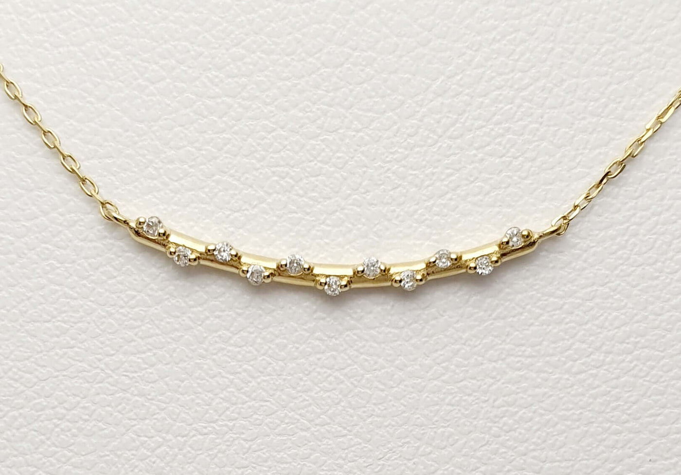 14K Yellow Gold Stargazer Natural Diamond Bar Necklace 0.055ct