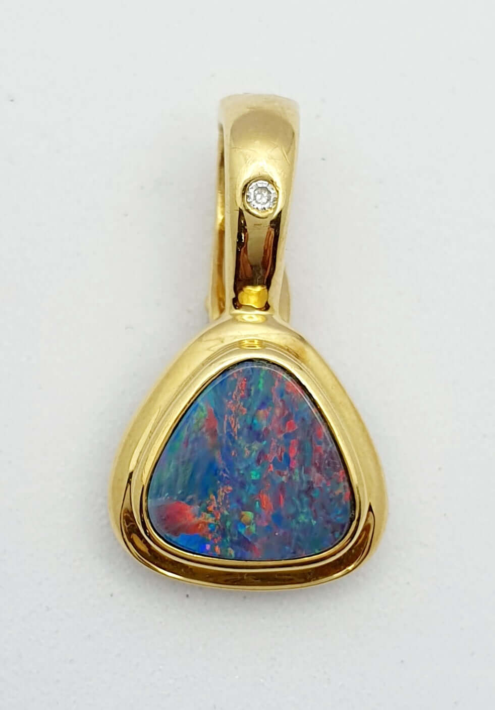 18ct Yellow Gold, Black Opal and Diamond Set Enhancer Pendant