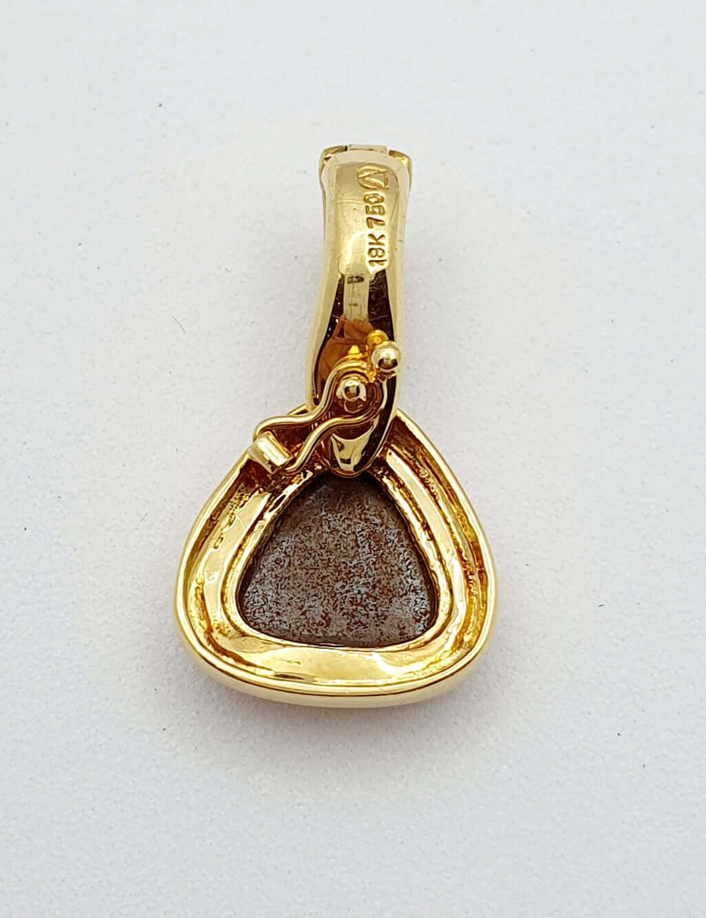 18ct Yellow Gold, Black Opal and Diamond Set Enhancer Pendant