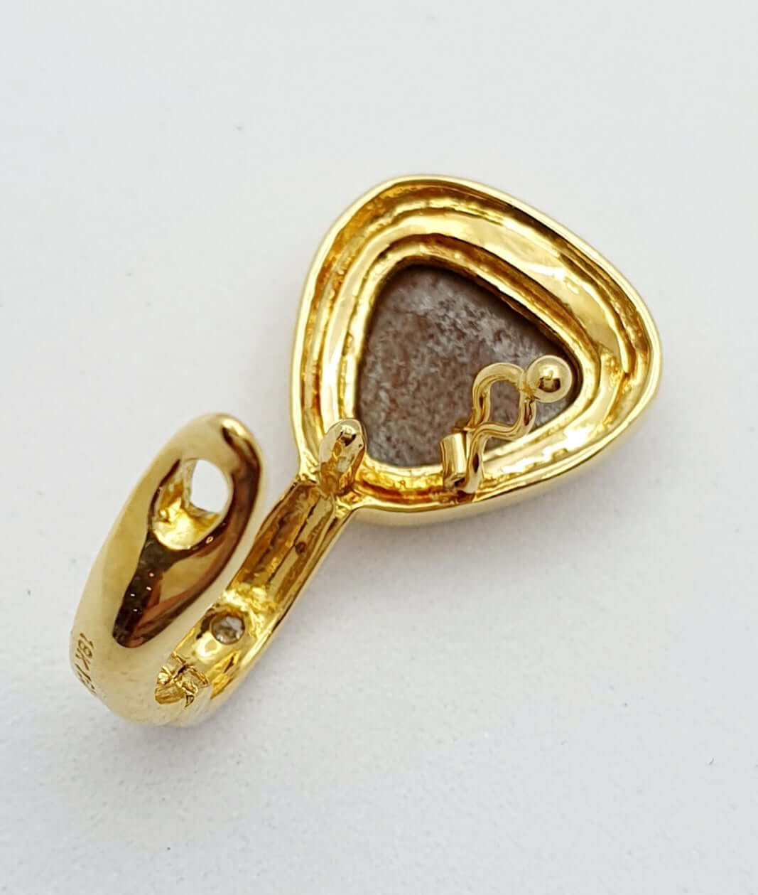 18ct Yellow Gold, Black Opal and Diamond Set Enhancer Pendant