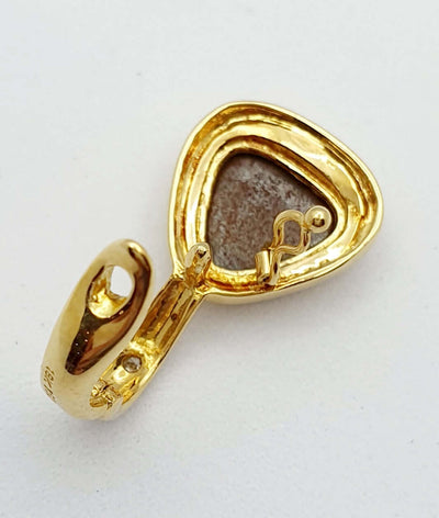 18ct Yellow Gold, Black Opal and Diamond Set Enhancer Pendant