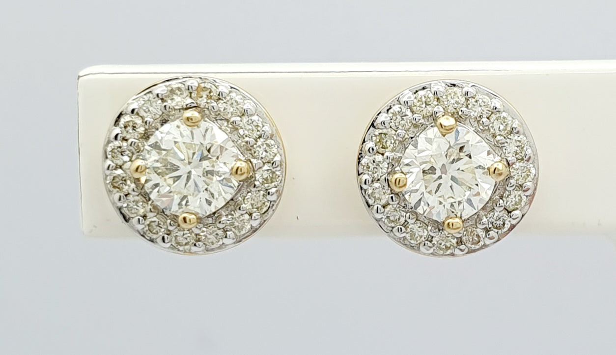 Mark McAskill Designed, 9ct Yellow And White Gold, Diamond Stud Earrings
