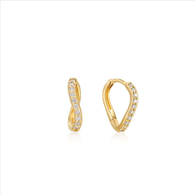 14K Yellow Gold Magma Diamond Huggie Hoop Earrings 0.19ct 11.5mm Diameter