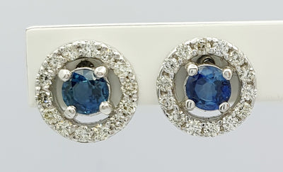 Mark McAskill Designed, 9ct White Gold, Sapphire And Diamond Stud Earrings.
