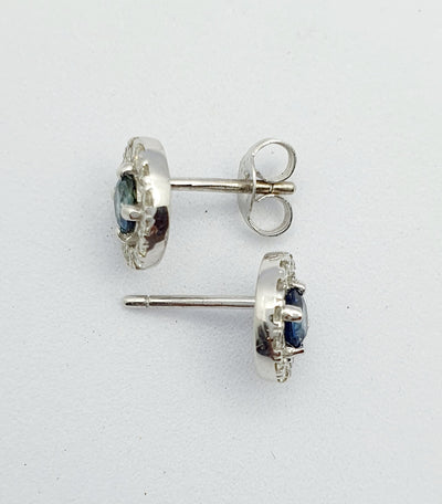 Mark McAskill Designed, 9ct White Gold, Sapphire And Diamond Stud Earrings.