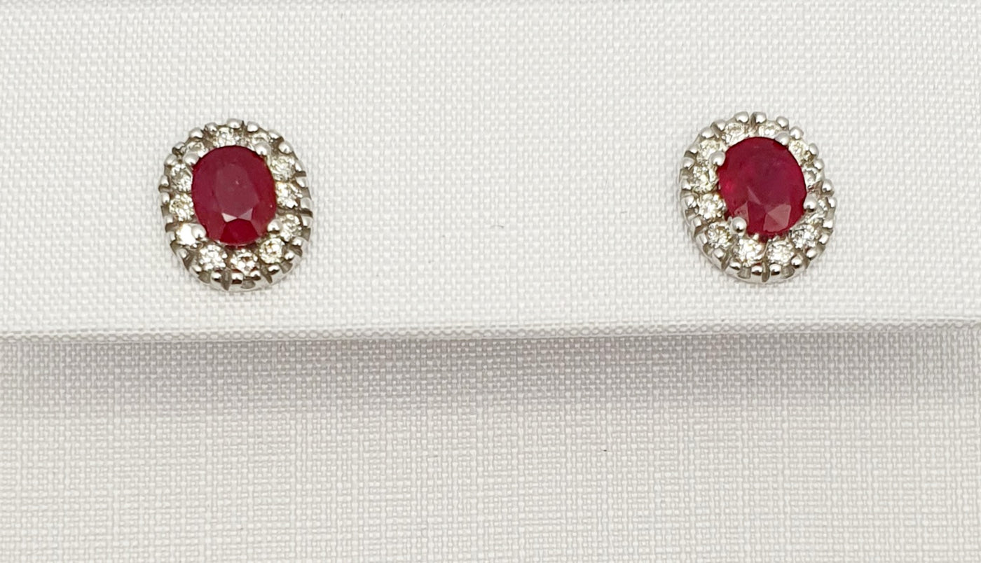 Mark McAskill Designed, 9ct White Gold, Ruby and Diamond Stud Earrings