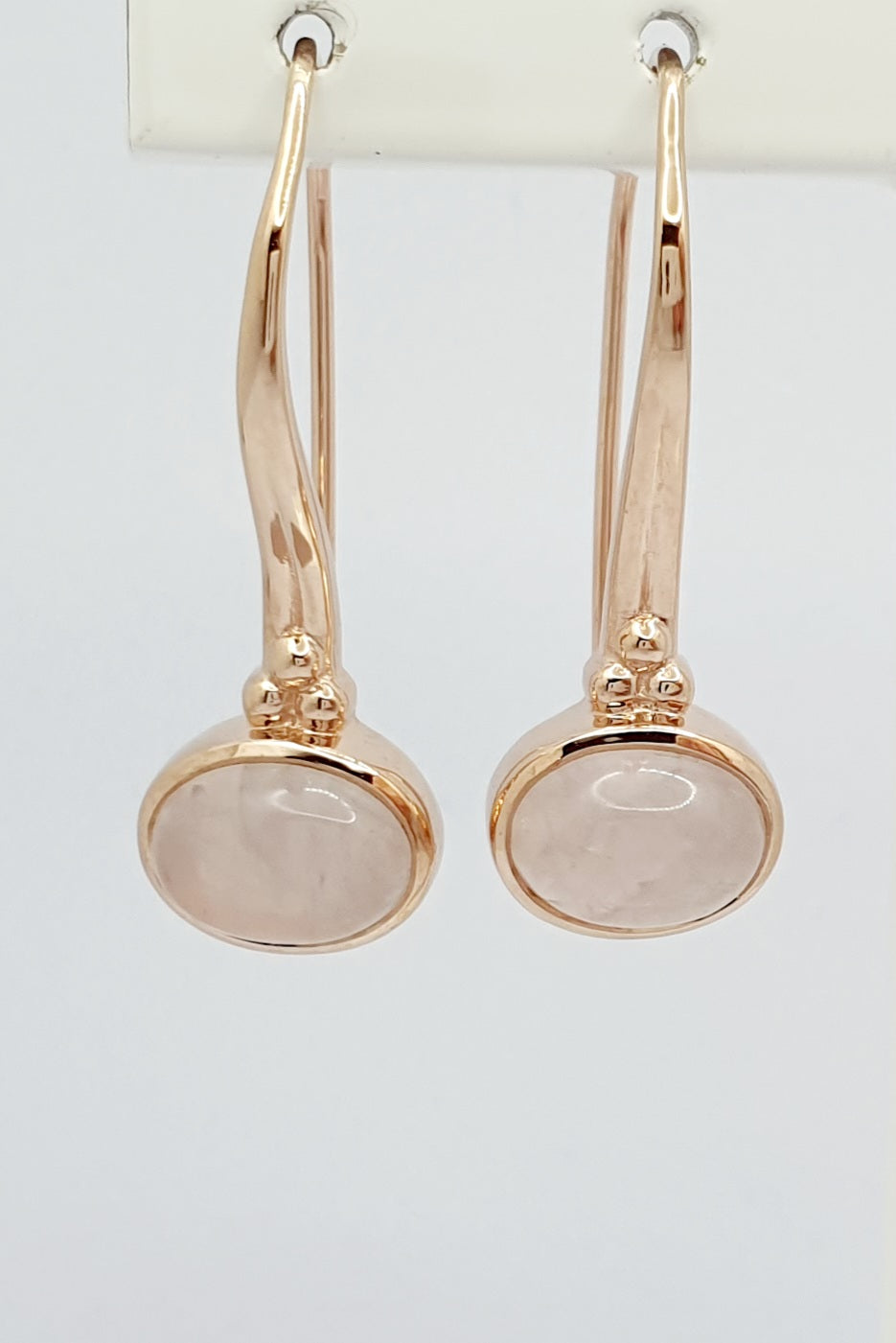 Mark McAskill Designed, 9ct Rose Gold, Rose Quartz Drop Earrings