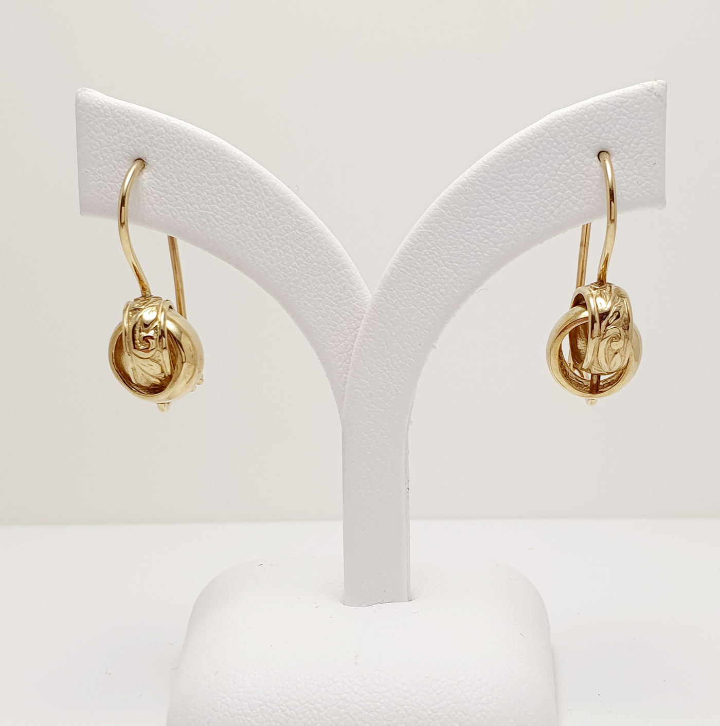 9Ct Yellow Gold Engraved Euro Ball Earrings