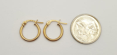 9K Yellow Gold 13mm Hoop Earrings