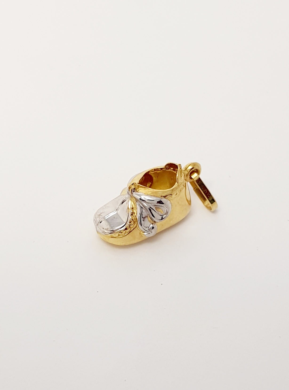 9ct Yellow Gold Baby Bootie Charm with White Gold Accent