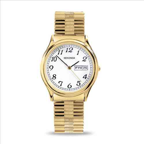 Sekonda mens Watch Gold Plated Case & Bracelet Date Expander 30M Resistance