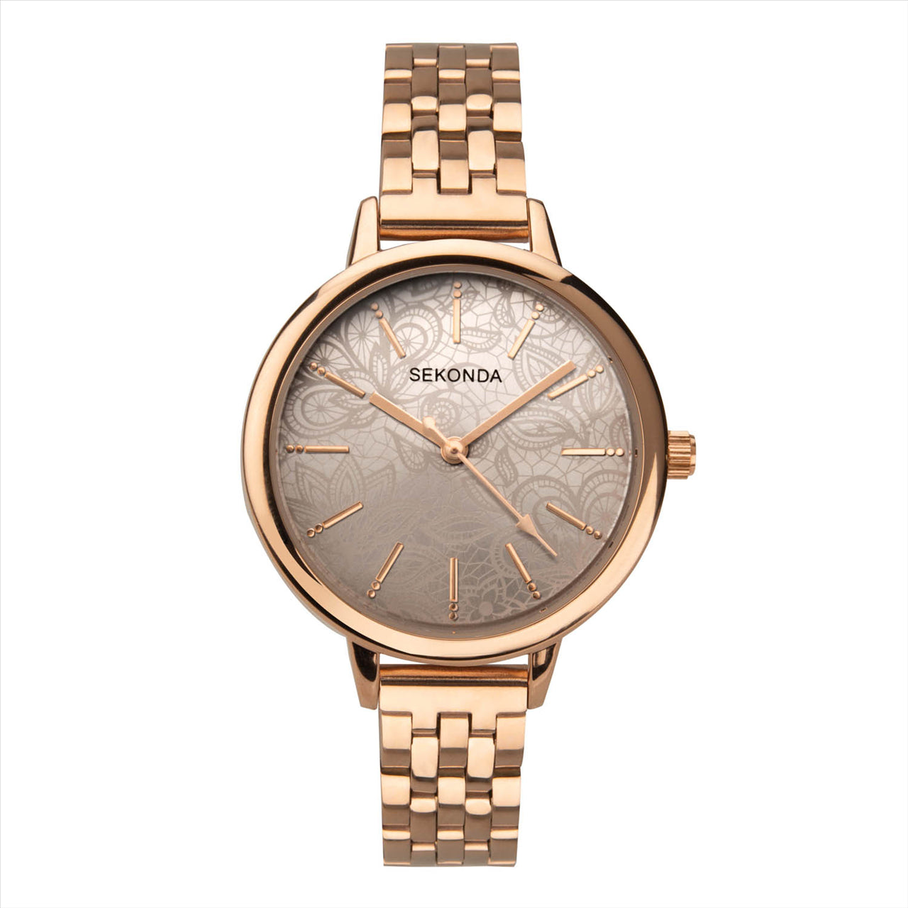 Sekonda Ladies Watch SK40306, Rose Gold Plated Case and Band with Decorative Dial
