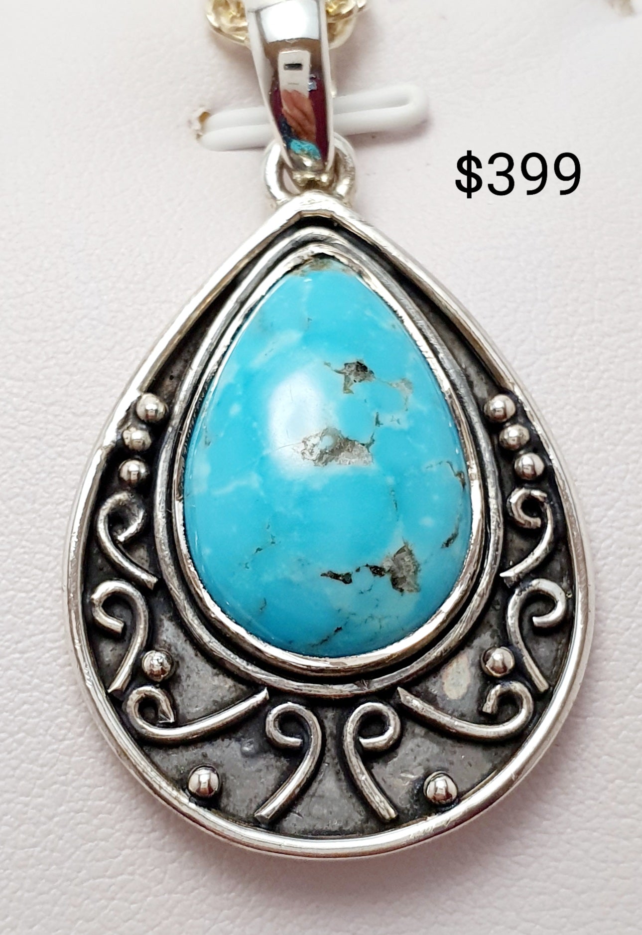 Sterling Silver Turquoise Pendant 35X25mm