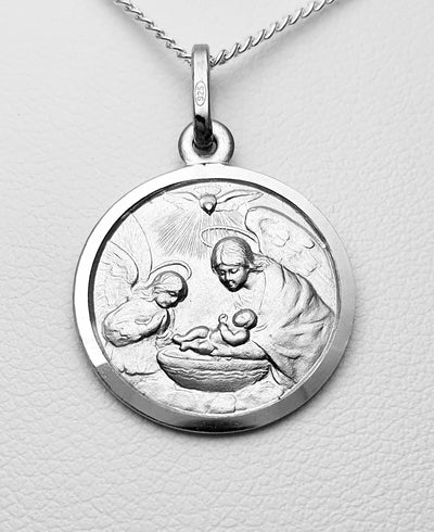 Sterling Silver Matte Finish Baptism Medallion.17mm Diameter