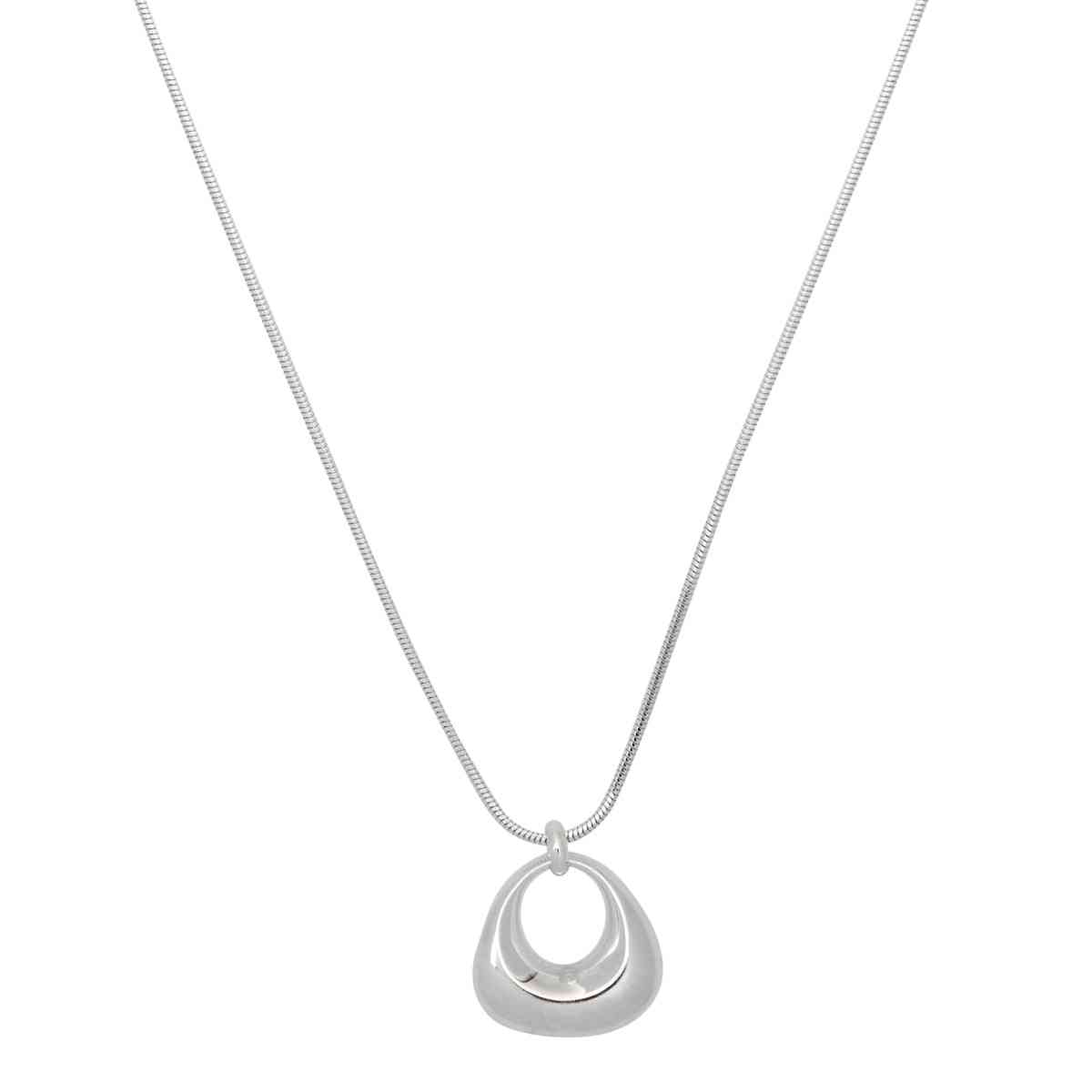 Najo 20Mm Puffed Silver Triangle Pendant On Silver Snake Chain