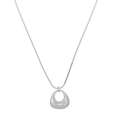 Najo 20Mm Puffed Silver Triangle Pendant On Silver Snake Chain