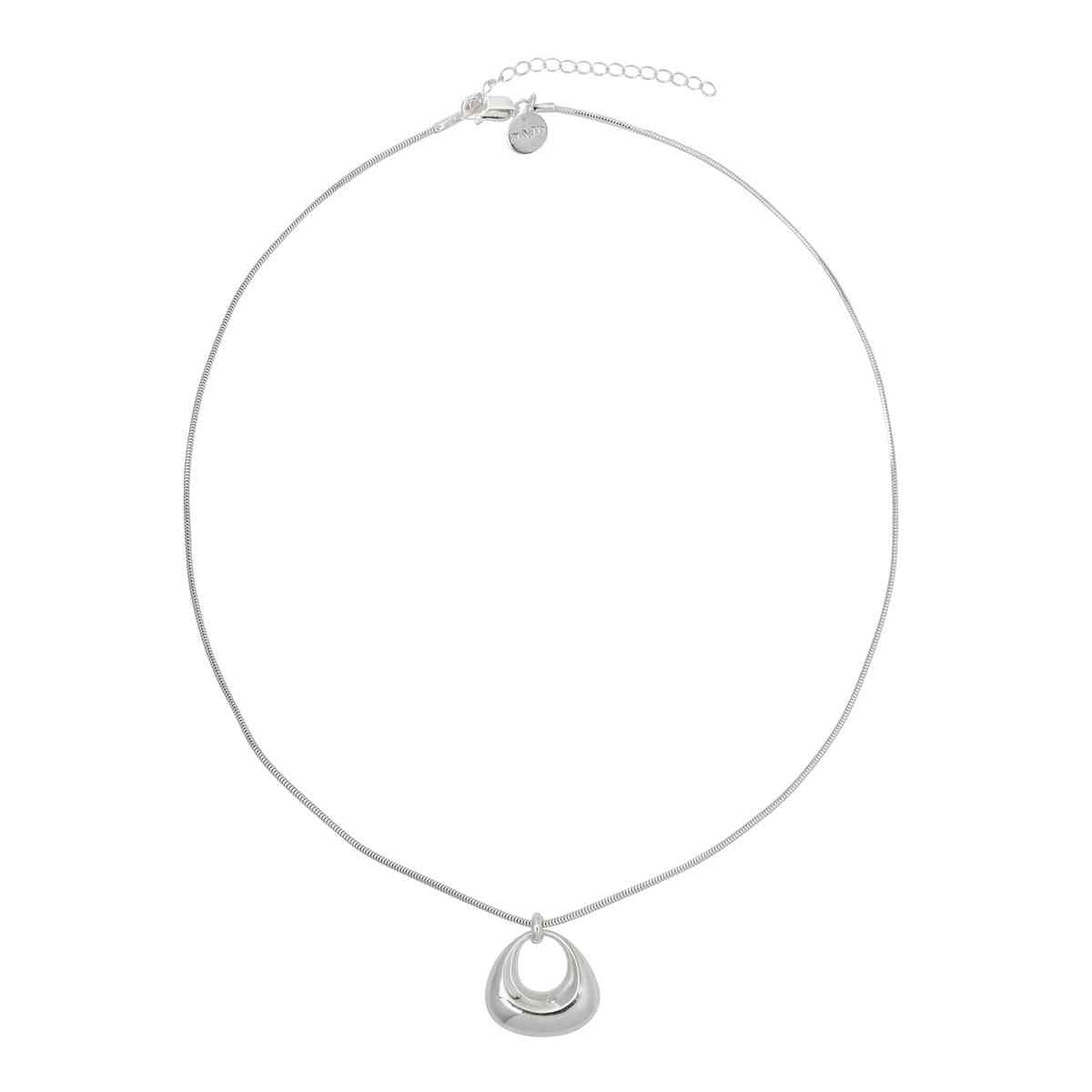 Najo 20Mm Puffed Silver Triangle Pendant On Silver Snake Chain