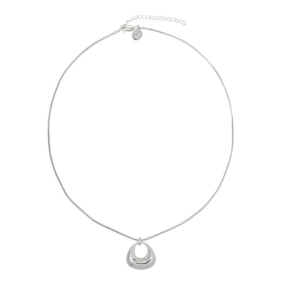Najo 20Mm Puffed Silver Triangle Pendant On Silver Snake Chain