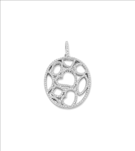 STERLING SILVER OPEN SHAPES PENDANT SET WITH CUBIC ZIRCONIAS