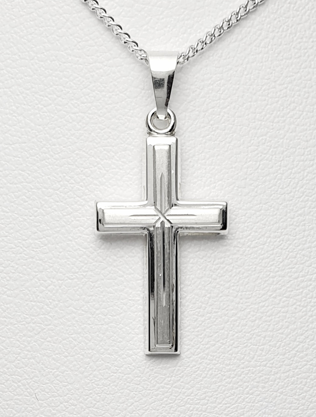 Sterling Silver Matte Finish Cross. 22mm