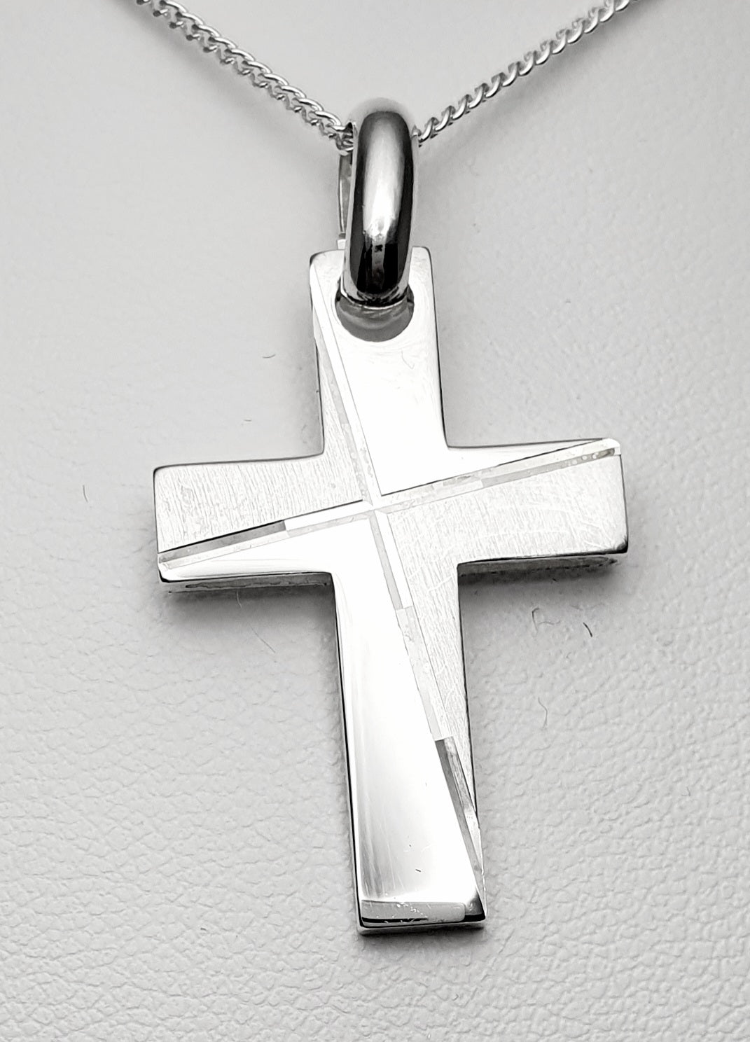 Sterling Silver Matte and Polished Finish Cross.37mm From Top of Bail to Bottom of Cross