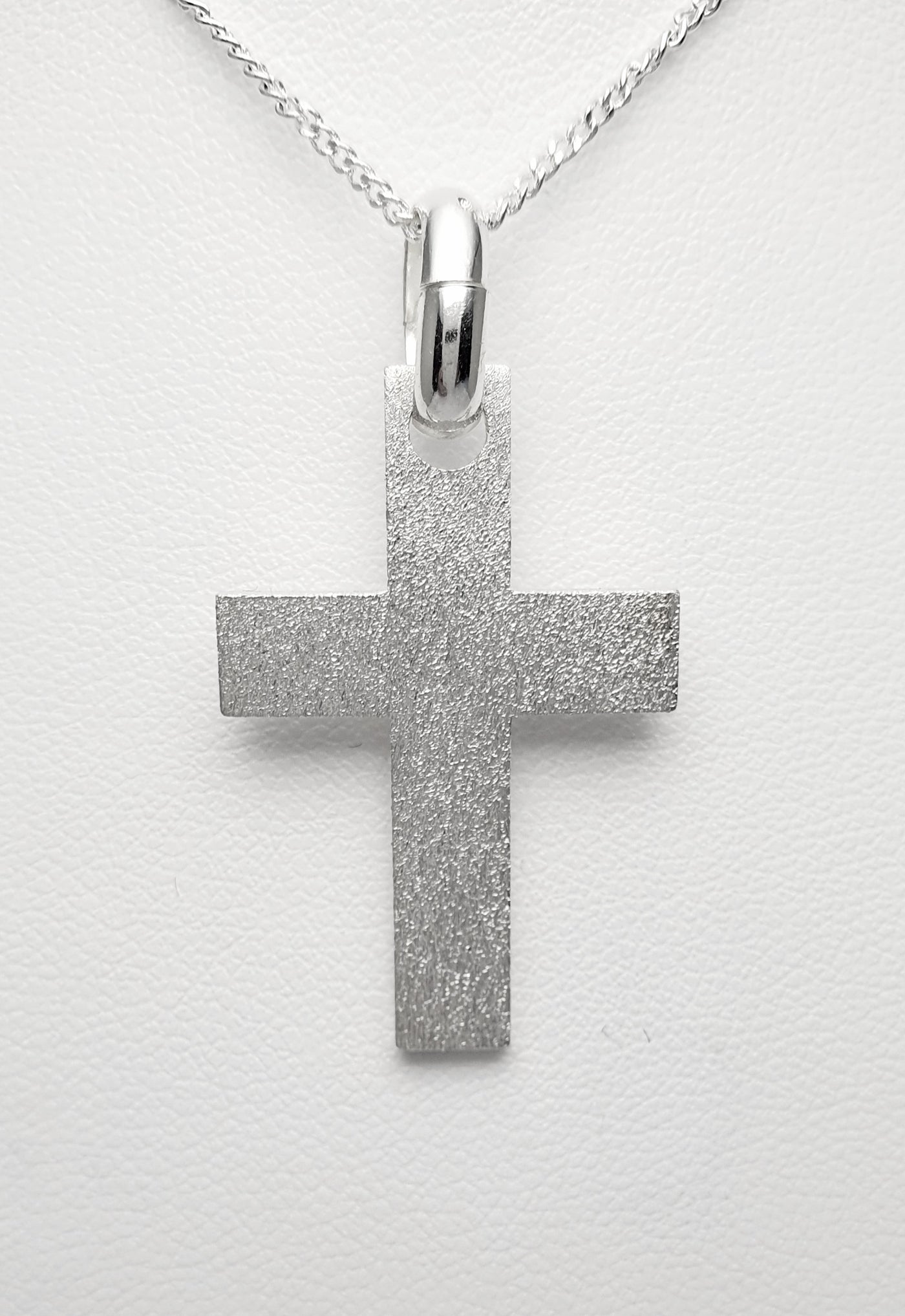 Sterling Silver Matte and Polished Finish Cross.37mm From Top of Bail to Bottom of Cross