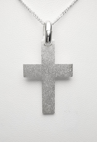 Sterling Silver Matte and Polished Finish Cross.37mm From Top of Bail to Bottom of Cross