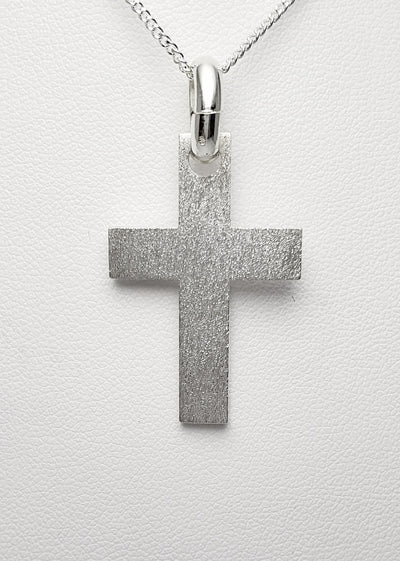 Sterling Silver Matte and Polished Finish Cross. 37mm from Bail to bottom of Cross