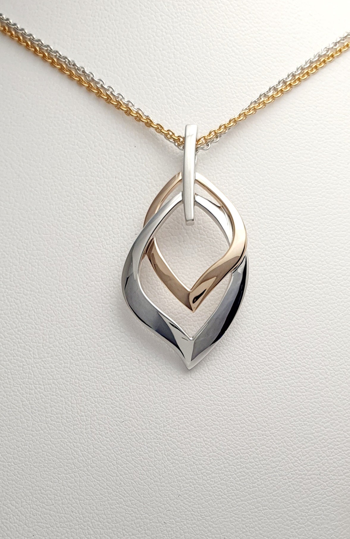 Breuning Sterling Silver Pendant With Rhodium & Rose Gold Plating