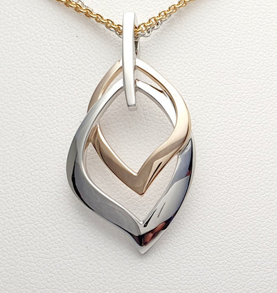 Breuning Sterling Silver Pendant With Rhodium & Rose Gold Plating
