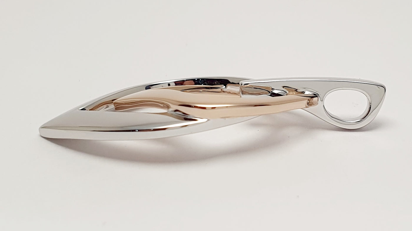 Breuning Sterling Silver Pendant With Rhodium & Rose Gold Plating