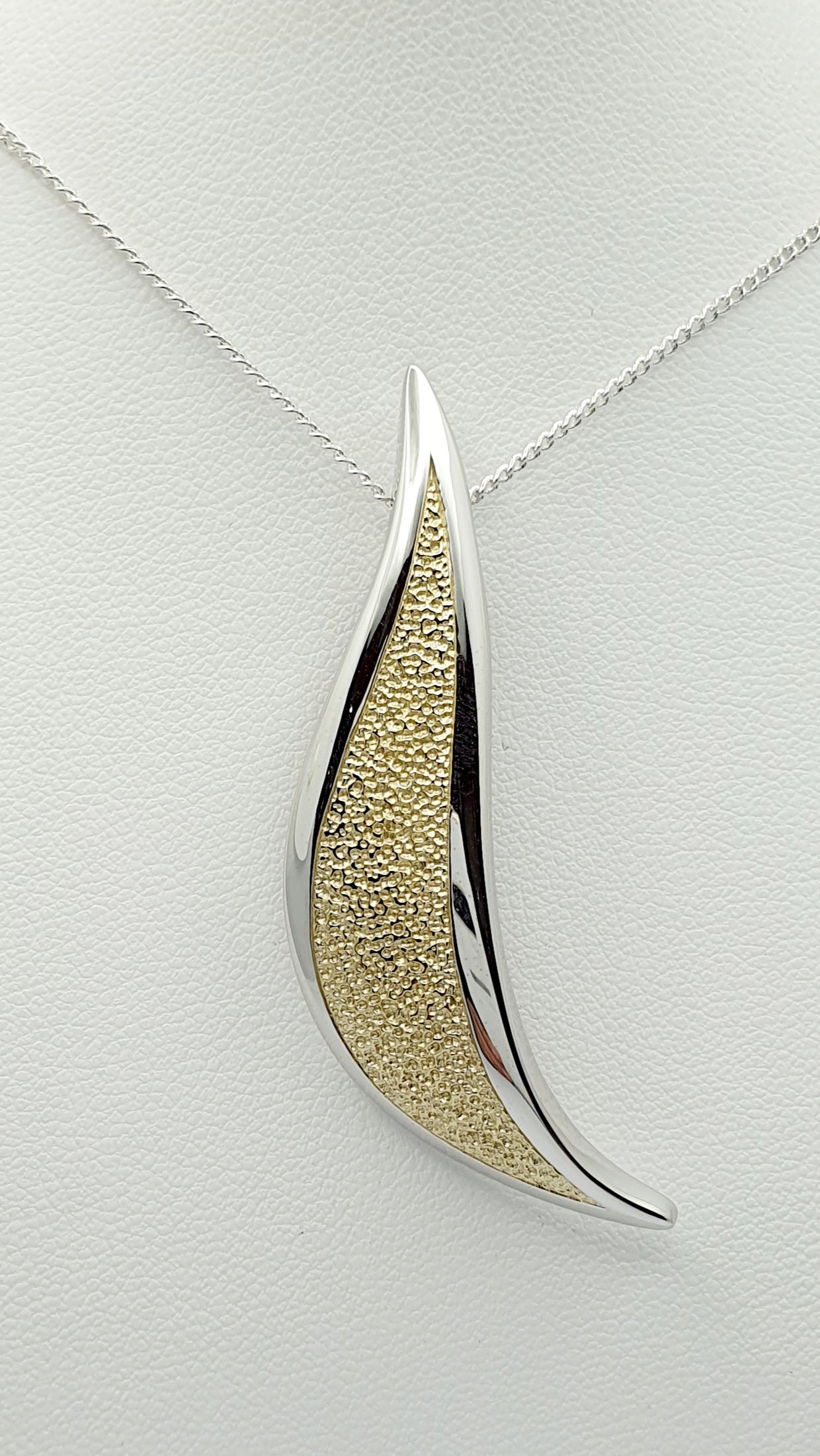 Sterling Silver Pendant, with Yellow Gold and Rhodium Plate