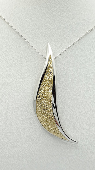 Sterling Silver Pendant, with Yellow Gold and Rhodium Plate