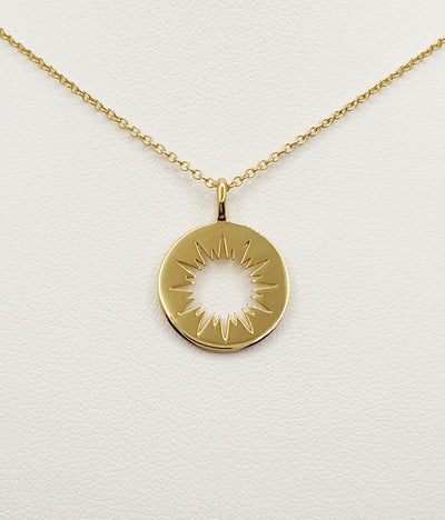 Sterling Silver Yellow Gold Plated Sunshine Necklace 40cm With 5cm Extension