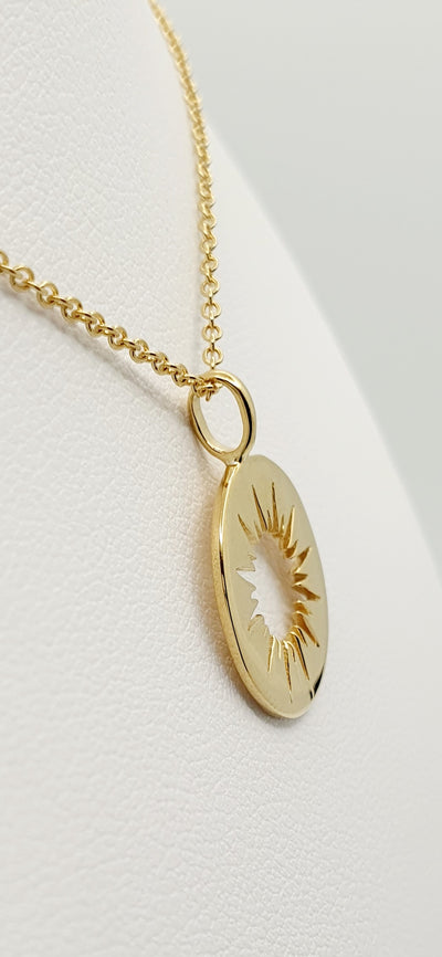 Sterling Silver Yellow Gold Plated Sunshine Necklace 40cm With 5cm Extension