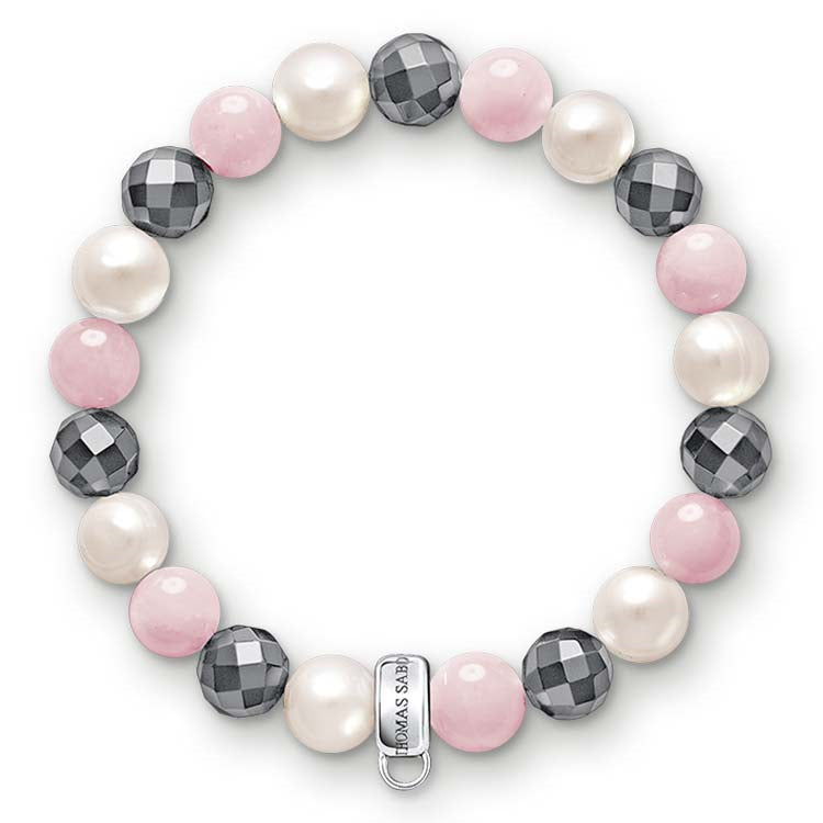 C/CLUB ROSE QUARTZ HEMATITE & FWP BRACELET 17.5cm
