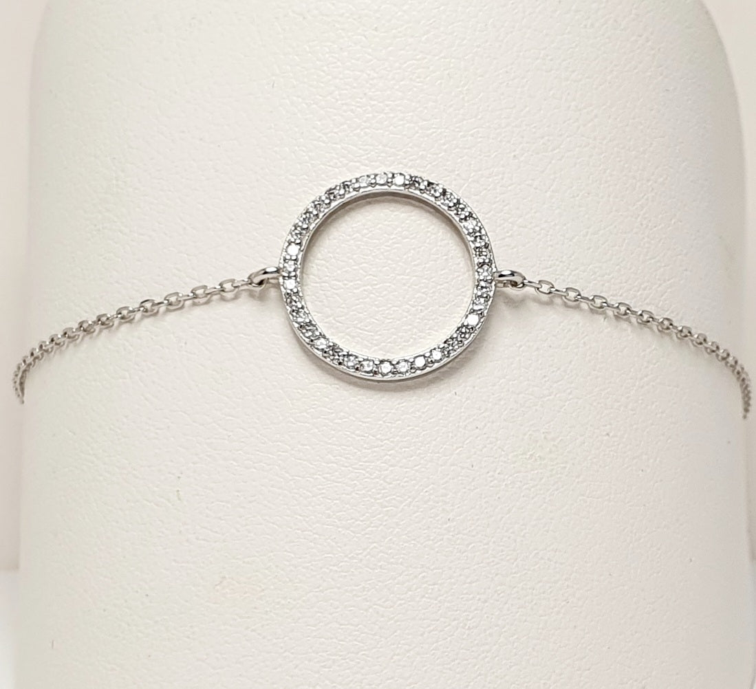 STERLING SILVER BRACELET WITH CUBIC ZIRCONIA SET CIRCLE
