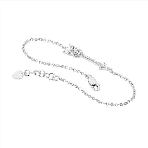 ELLANI S/S WH CZ Arrow Bracelet w/ ext chain - RRP $119