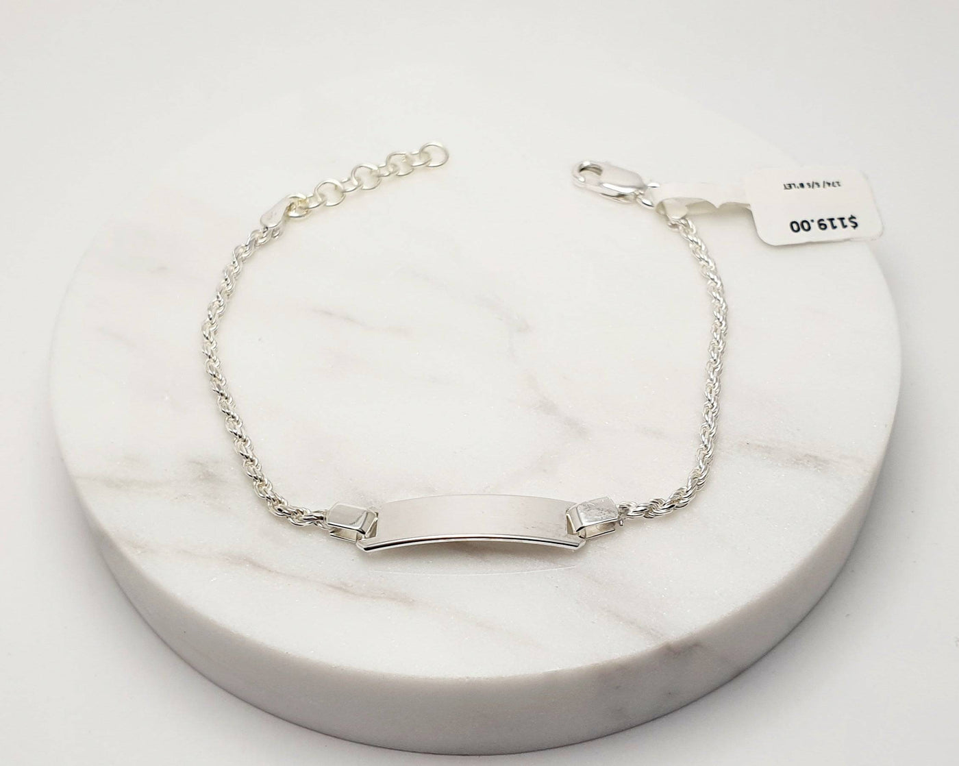 Sterling Silver Baby Bracelet With Id Plate