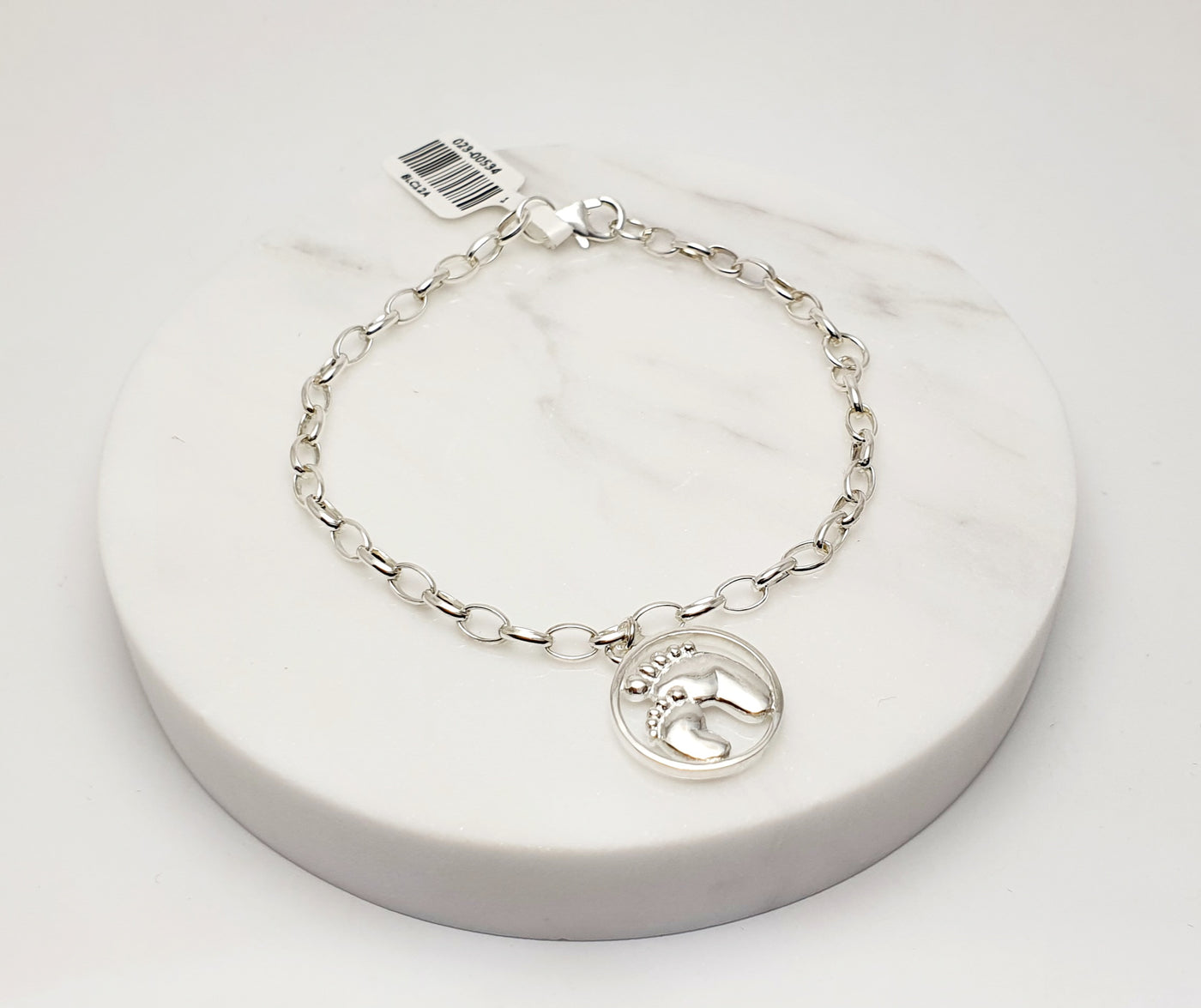STERLING SILVER BRACELET WITH FOOTPRINT CHARM