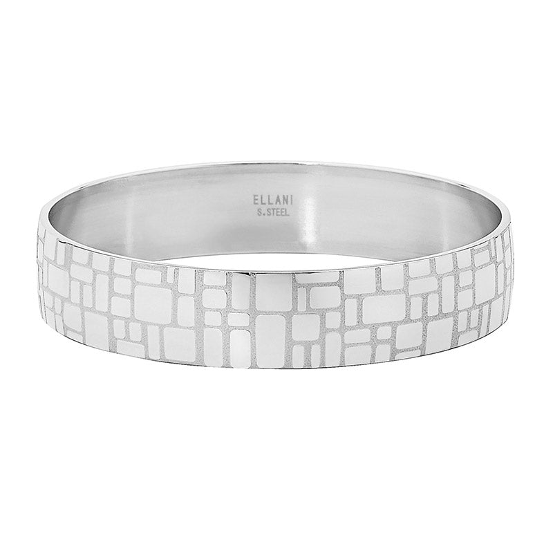 Stainless Steel 15mm Wide Bangle w/Square Design -