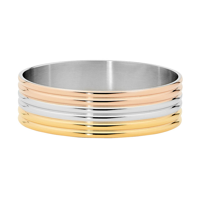 Tri Tone Plated Stainless Steel 20mm wide Bangle