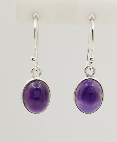 Sterling Silver 8mm X 10mm Amethyst Earring With 2.6cm Drop